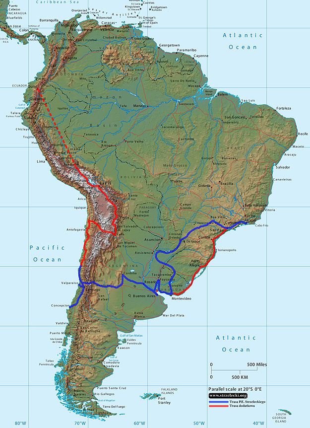 Trasa śladami P.E. Strzeleckiego po Ameryce Południowej